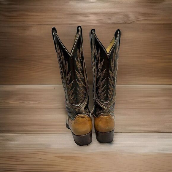 Dan Post Mens Size 7.5 Two Tone Black Brown Leather Western Cowboy Boots main image 4